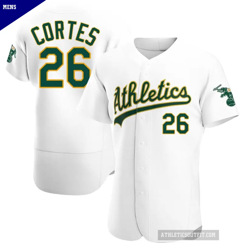 Men's No.26 Carlos Cortes Oakland Athletics White Authentic Home Jersey