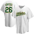 Men's No.26 Carlos Cortes Oakland Athletics White Replica Home Jersey