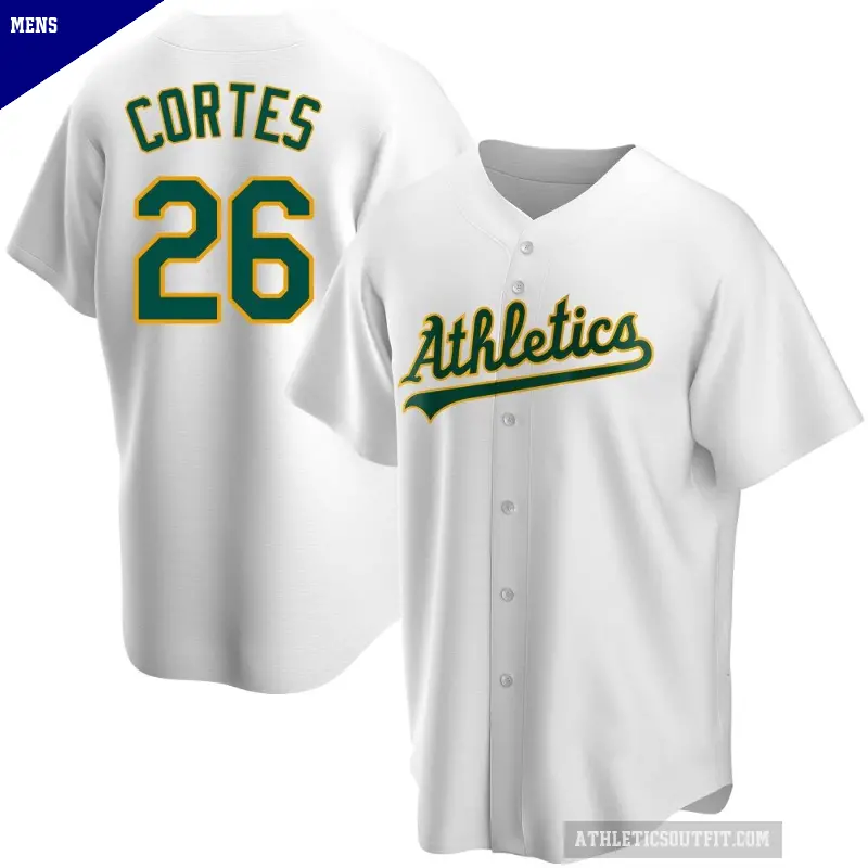 Men's No.26 Carlos Cortes Oakland Athletics White Replica Home Jersey