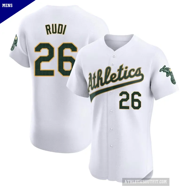 Men's No.26 Joe Rudi Oakland Athletics White Elite Home Jersey
