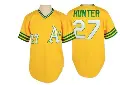 Men's No.27 Catfish Hunter Oakland Athletics Gold Authentic Throwback Jersey