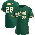 Men's No.28 Jim Mudcat Grant Oakland Athletics Green Authentic Kelly Alternate Jersey