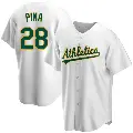 Men's No.28 Manny Pina Oakland Athletics White Replica Home Jersey