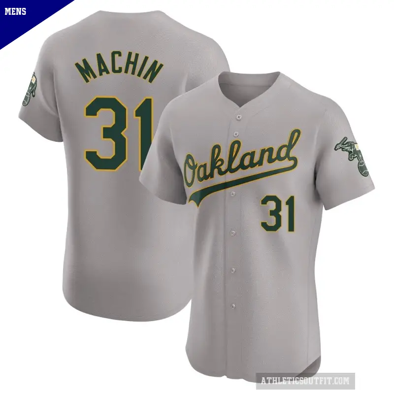 Men's No.31 Vimael Machin Oakland Athletics Gray Elite Road Jersey