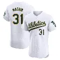 Men's No.31 Vimael Machin Oakland Athletics White Elite Home Jersey