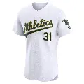Men's No.31 Vimael Machin Oakland Athletics White Elite Home Jersey