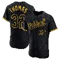 Men's No.32 Colby Thomas Oakland Athletics Black Authentic Snake Skin City Jersey