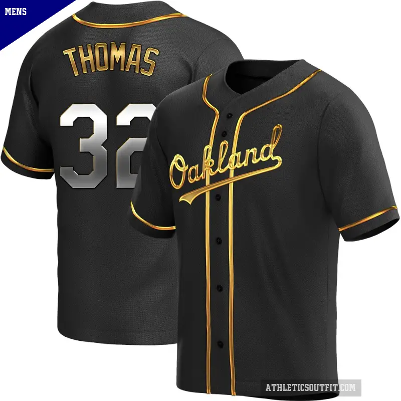 Men's No.32 Colby Thomas Oakland Athletics Gold Replica Black en Alternate Jersey