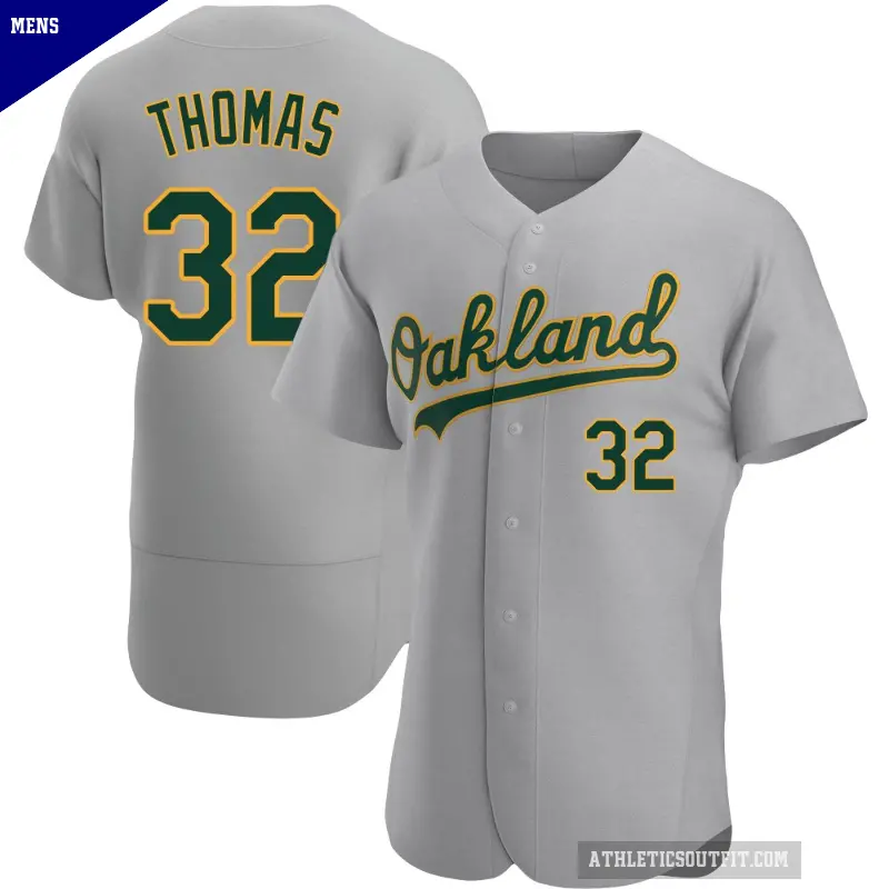 Men's No.32 Colby Thomas Oakland Athletics Gray Authentic Road Jersey
