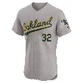 Men's No.32 Colby Thomas Oakland Athletics Gray Elite Road Jersey