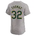 Men's No.32 Colby Thomas Oakland Athletics Gray Elite Road Jersey