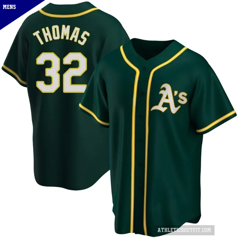 Men's No.32 Colby Thomas Oakland Athletics Green Replica Alternate Jersey