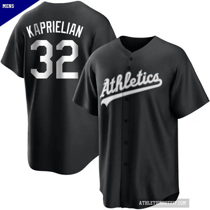 Men's No.32 James Kaprielian Oakland Athletics Black/White Replica Jersey