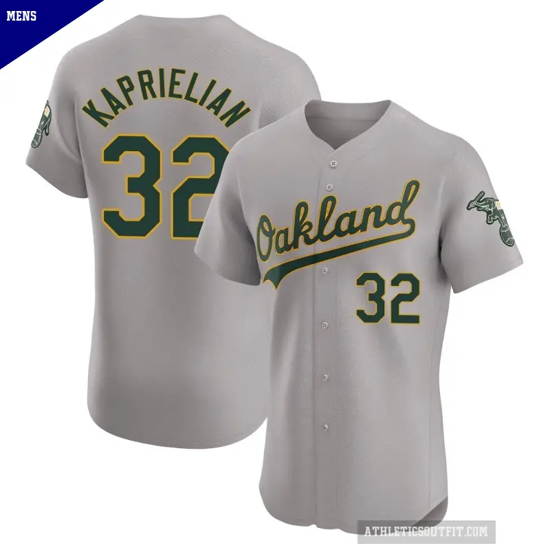 Men's No.32 James Kaprielian Oakland Athletics Gray Elite Road Jersey