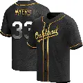 Men's No.33 Mitchel Myers Oakland Athletics Gold Replica Black en Alternate Jersey