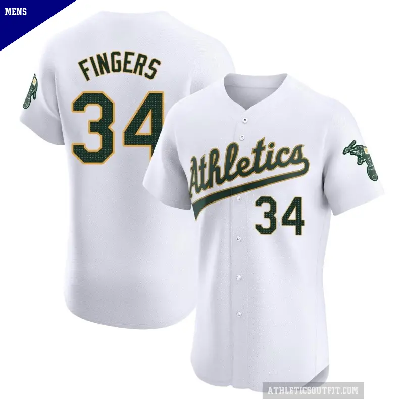 Men's No.34 Rollie Fingers Oakland Athletics White Elite Home Jersey