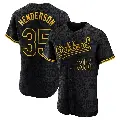 Men's No.35 Rickey Henderson Oakland Athletics Black Authentic Snake Skin City Jersey