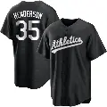 Men's No.35 Rickey Henderson Oakland Athletics Black/White Replica Jersey