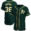 Men's No.36 Hogan Harris Oakland Athletics Green Authentic Alternate Jersey