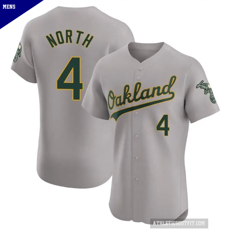 Men's No.4 Billy North Oakland Athletics Gray Elite Road Jersey