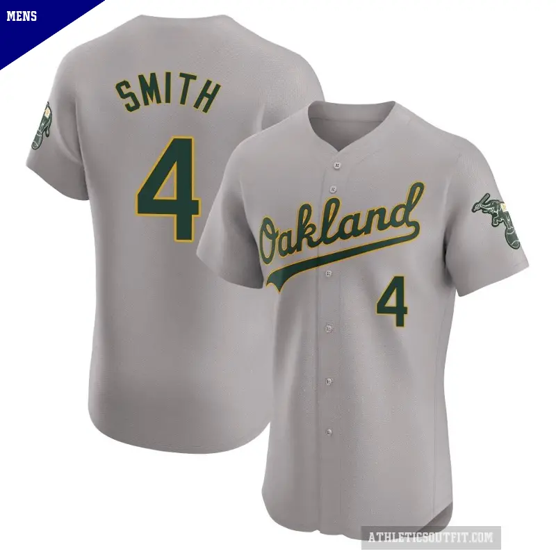 Men's No.4 Kevin Smith Oakland Athletics Gray Elite Road Jersey