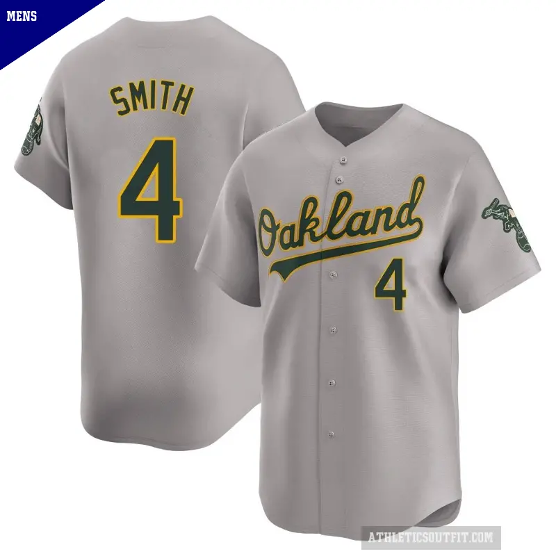 Men's No.4 Kevin Smith Oakland Athletics Gray Limited Away Jersey