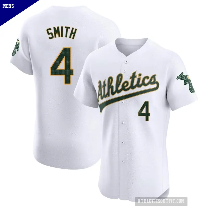 Men's No.4 Kevin Smith Oakland Athletics White Elite Home Jersey