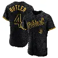 Men's No.4 Lawrence Butler Oakland Athletics Black Authentic Snake Skin City Jersey