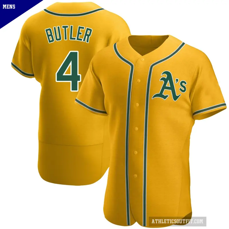 Men's No.4 Lawrence Butler Oakland Athletics Gold Authentic Alternate Jersey