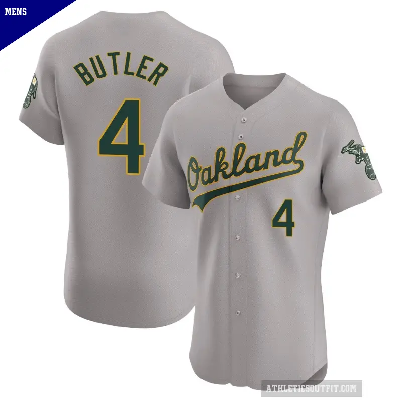 Men's No.4 Lawrence Butler Oakland Athletics Gray Elite Road Jersey