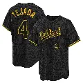 Men's No.4 Miguel Tejada Oakland Athletics Black Replica Snake Skin City Jersey