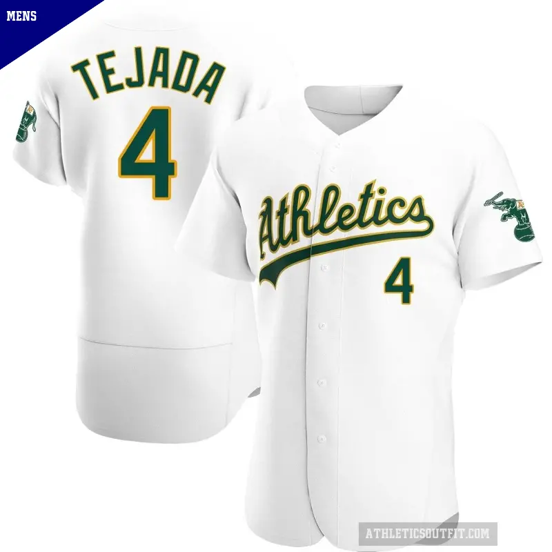 Men's No.4 Miguel Tejada Oakland Athletics White Authentic Home Jersey