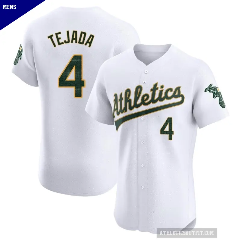 Men's No.4 Miguel Tejada Oakland Athletics White Elite Home Jersey