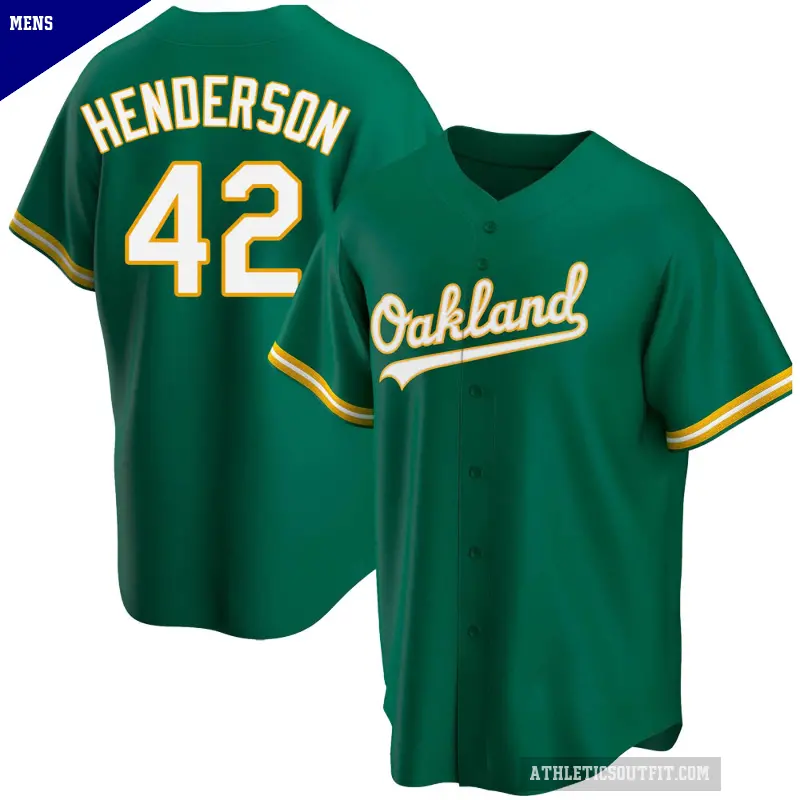 Men's No.42 Dave Henderson Oakland Athletics Green Replica Kelly Alternate Jersey