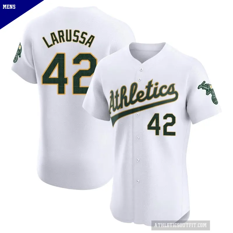 Men's No.42 Tony Larussa Oakland Athletics White Elite Home Jersey