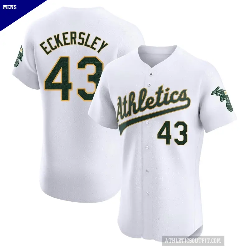 Men's No.43 Dennis Eckersley Oakland Athletics White Elite Home Jersey