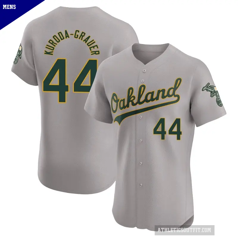 Men's No.44 Joshua Kuroda-Grauer Oakland Athletics Gray Elite Road Jersey