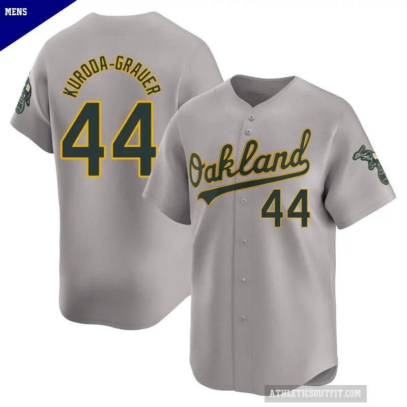 Men's No.44 Joshua Kuroda-Grauer Oakland Athletics Gray Limited Away Jersey