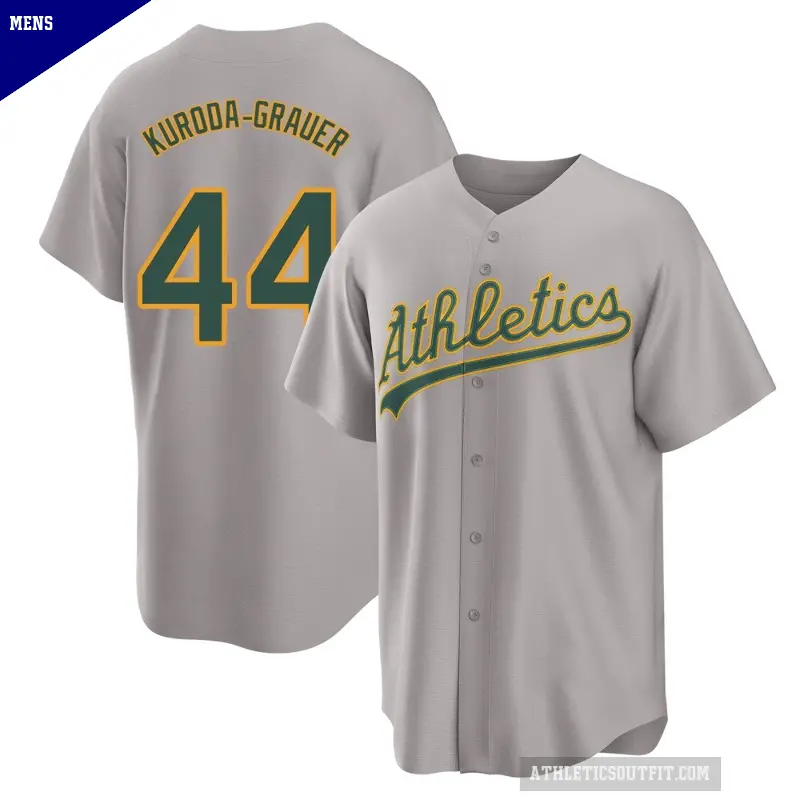 Men's No.44 Joshua Kuroda-Grauer Oakland Athletics Gray Replica Away 2.0 Jersey