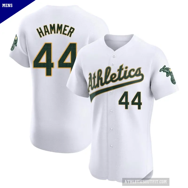 Men's No.44 Mc Hammer Oakland Athletics White Elite Home Jersey