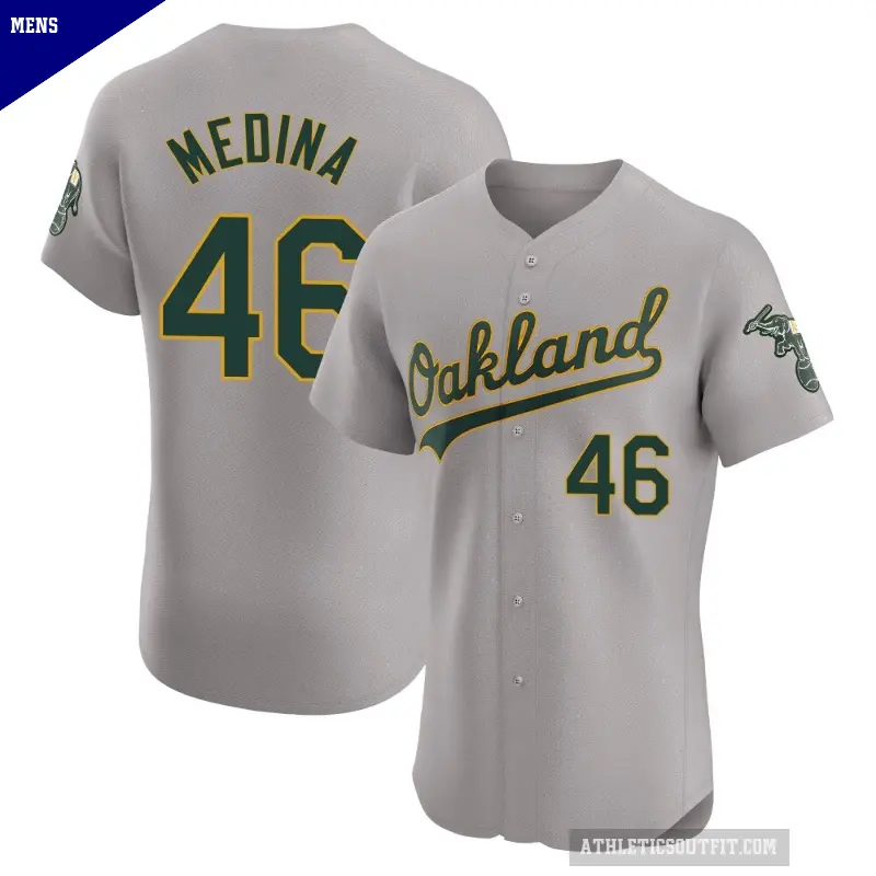 Men's No.46 Luis Medina Oakland Athletics Gray Elite Road Jersey