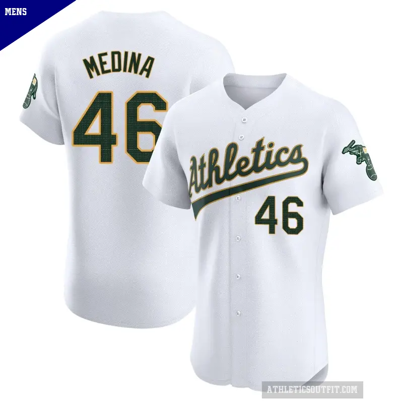 Men's No.46 Luis Medina Oakland Athletics White Elite Home Jersey