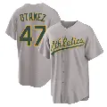 Men's No.47 Michel Otanez Oakland Athletics Gray Replica Away 2.0 Jersey