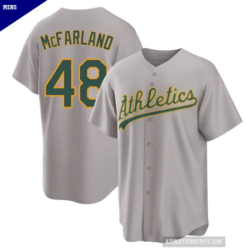 Men's No.48 T.J. McFarland Oakland Athletics Gray Replica Away 2.0 Jersey