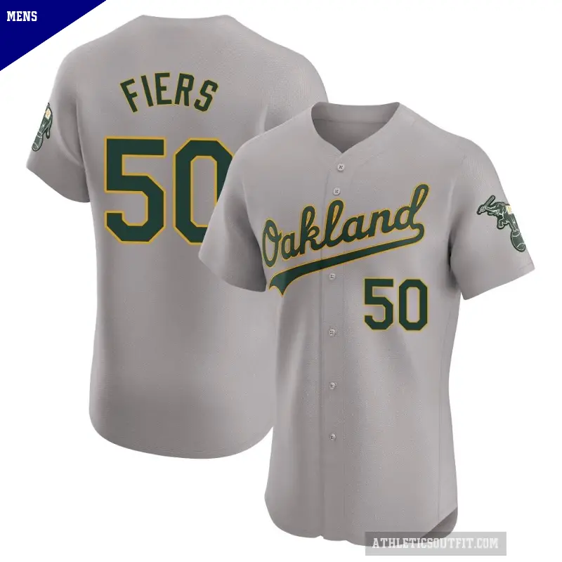 Men's No.50 Mike Fiers Oakland Athletics Gray Elite Road Jersey