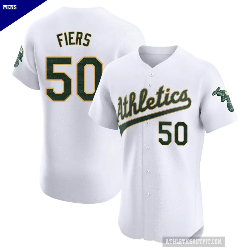 Men's No.50 Mike Fiers Oakland Athletics White Elite Home Jersey