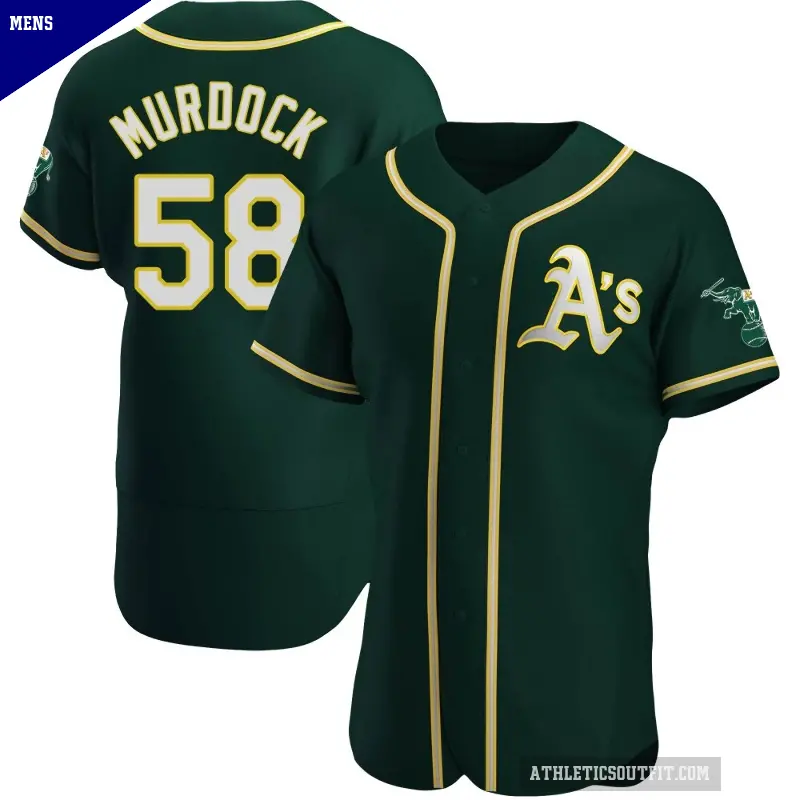 Men's No.58 Noah Murdock Oakland Athletics Green Authentic Alternate Jersey