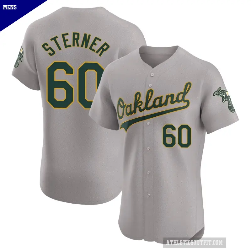 Men's No.60 Justin Sterner Oakland Athletics Gray Elite Road Jersey