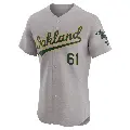 Men's No.61 Zach Jackson Oakland Athletics Gray Elite Road Jersey