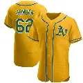Men's No.62 Ben Bowden Oakland Athletics Gold Authentic Alternate Jersey